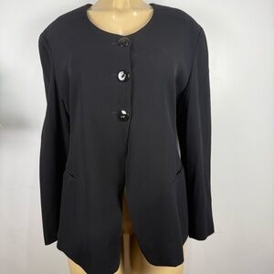Donna Karan 90s Wool Jacket Blazer Sz 14 / IT 48 Black Label Lined USA ILGWU